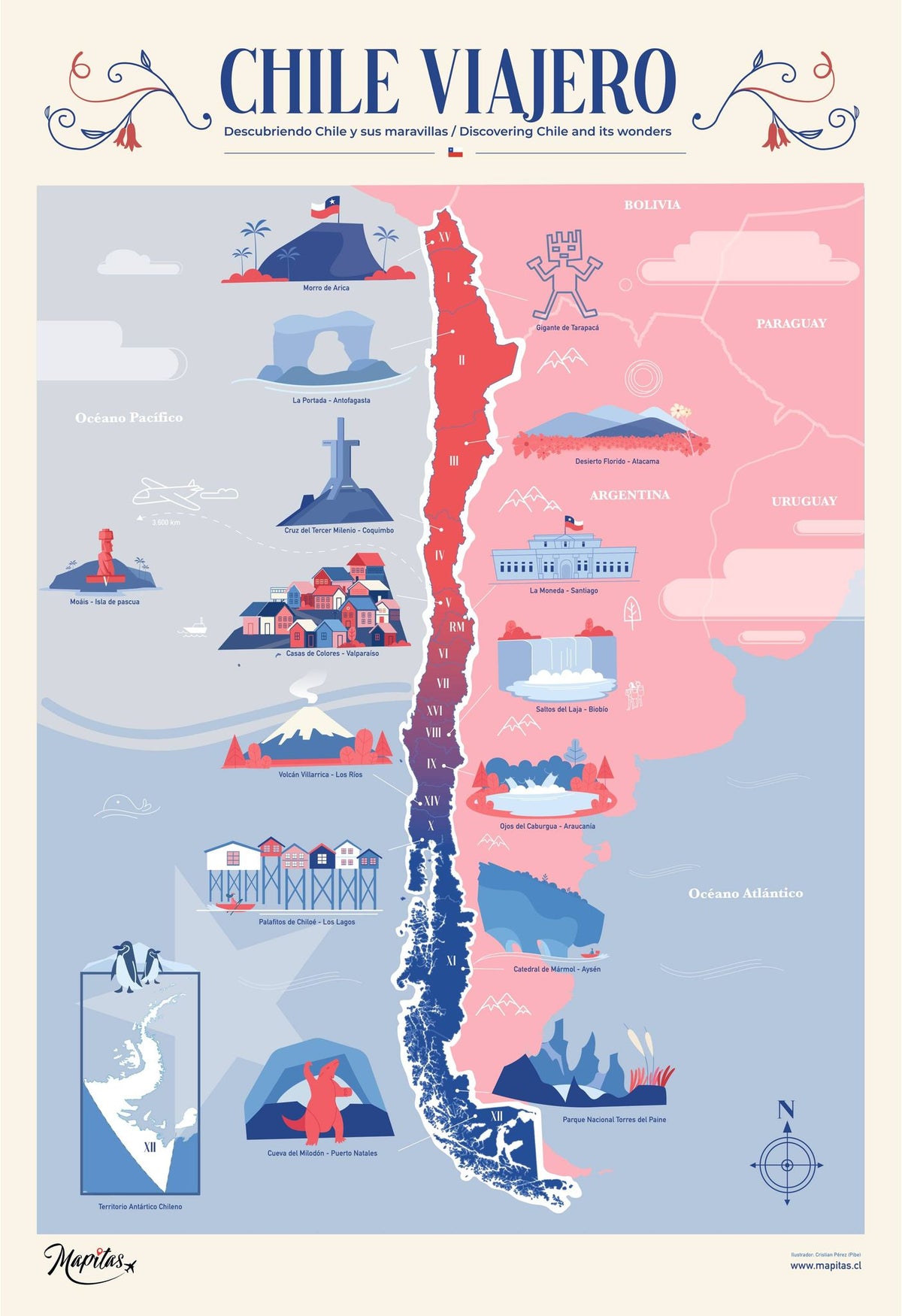 Mapa Raspable de Chile - 1x