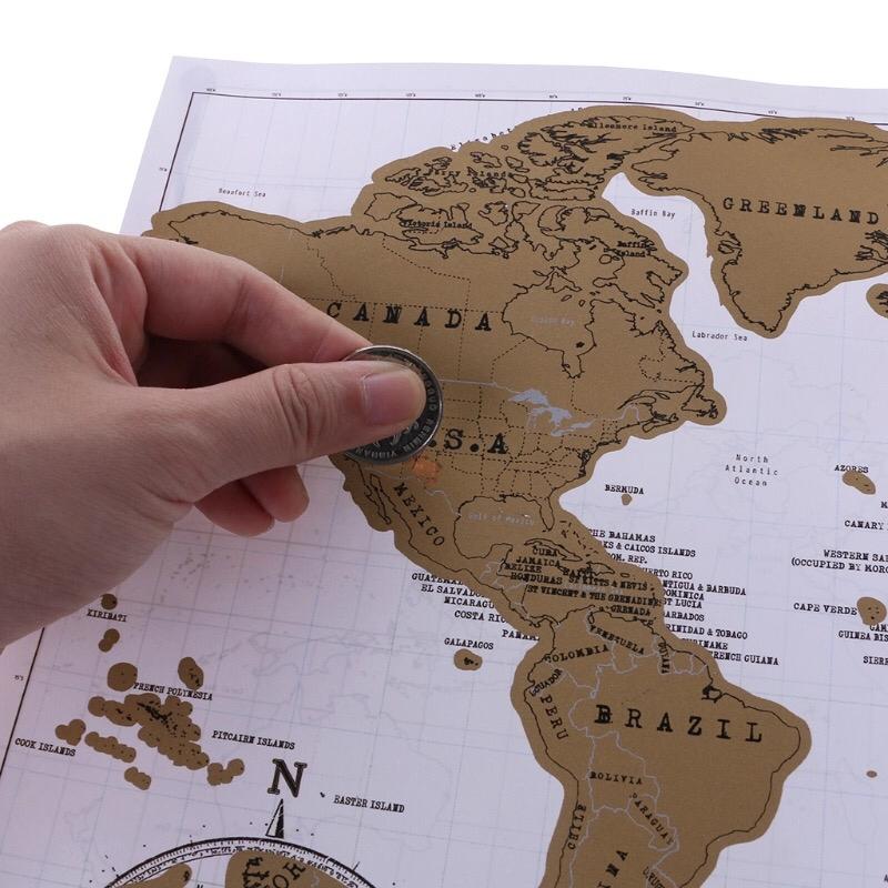 Mapa Mundi Raspable Dorado