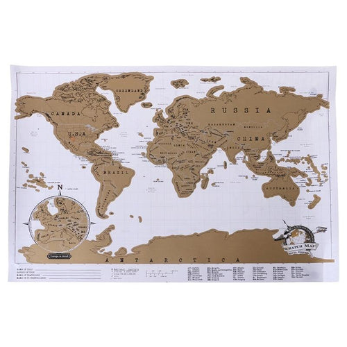 Mapa Mundi Raspable Dorado