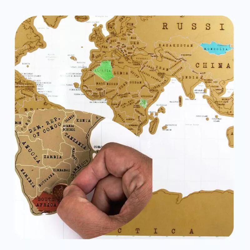 Mapa Mundi Raspable Dorado