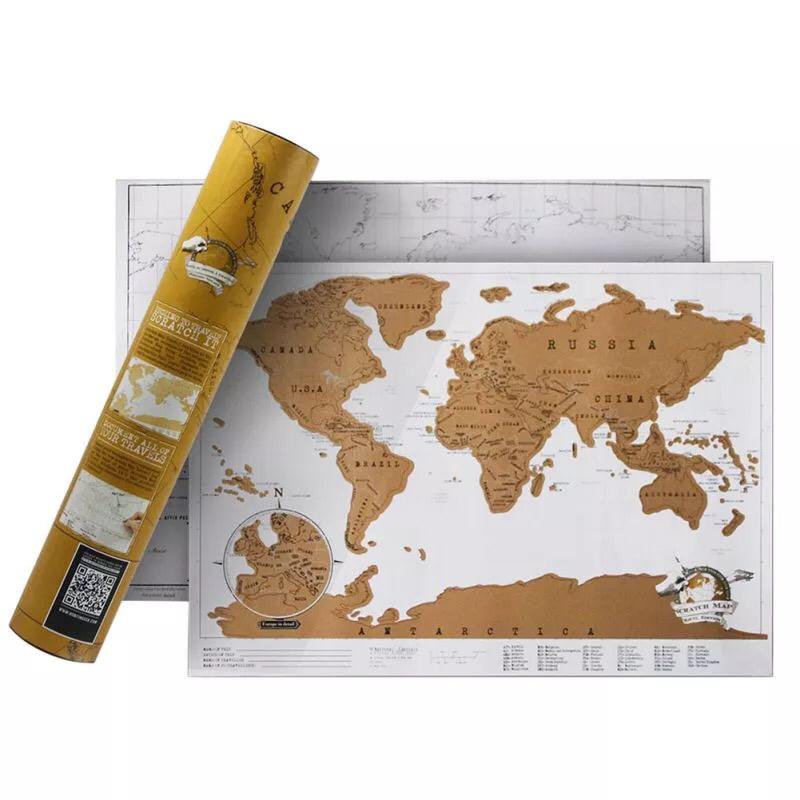 Mapa Mundi Raspable Dorado - Mediano