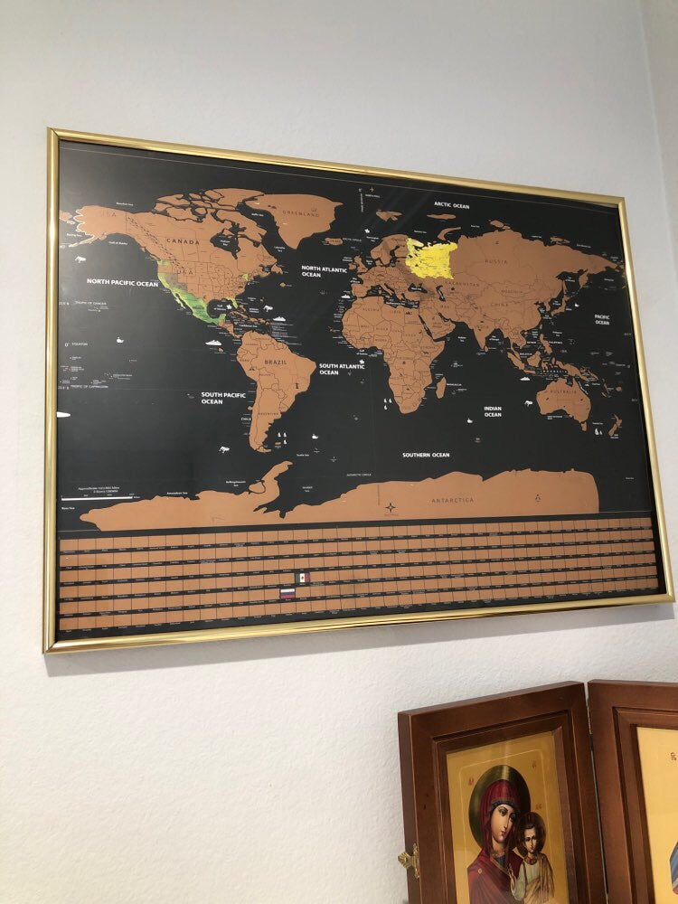 Mapa Raspable Con Banderas Del Mundo