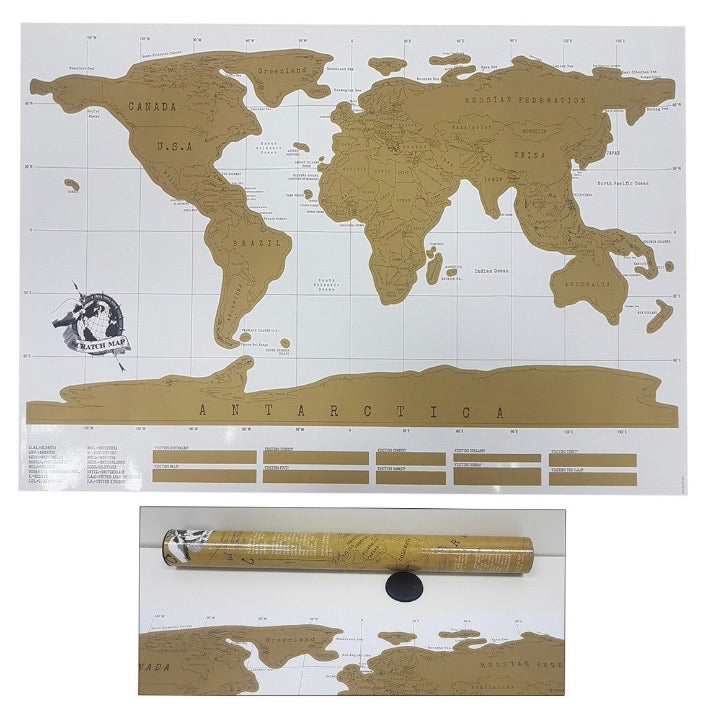 Mapa Mundi Raspable Dorado