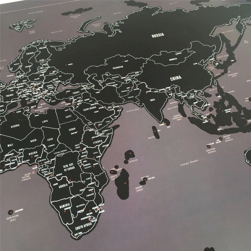 Mapa Raspable Negro y Rojo