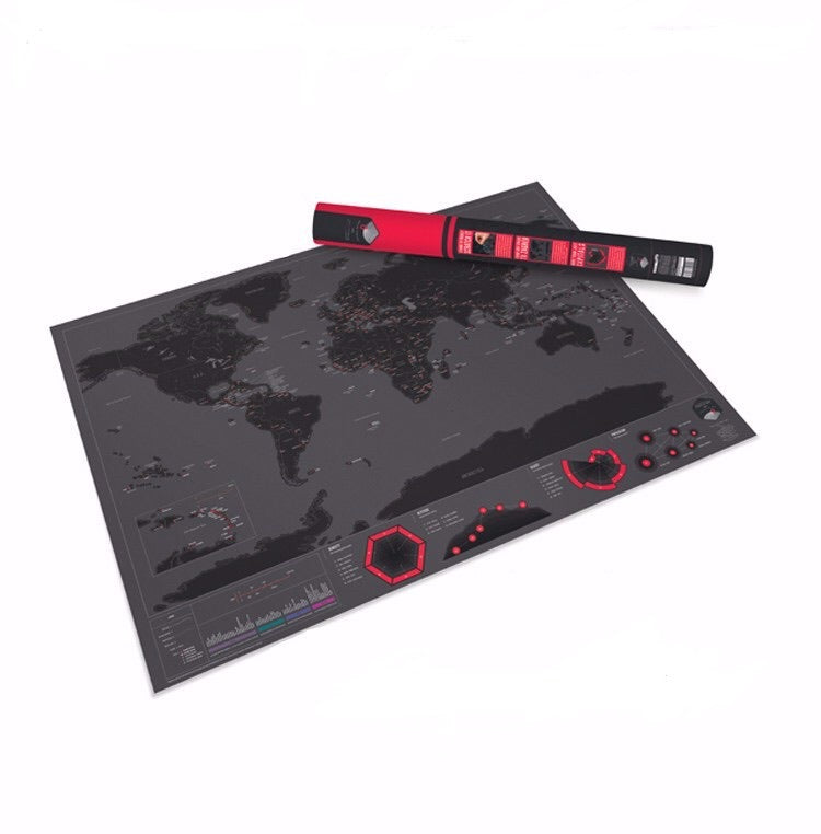 Mapa Raspable Negro y Rojo