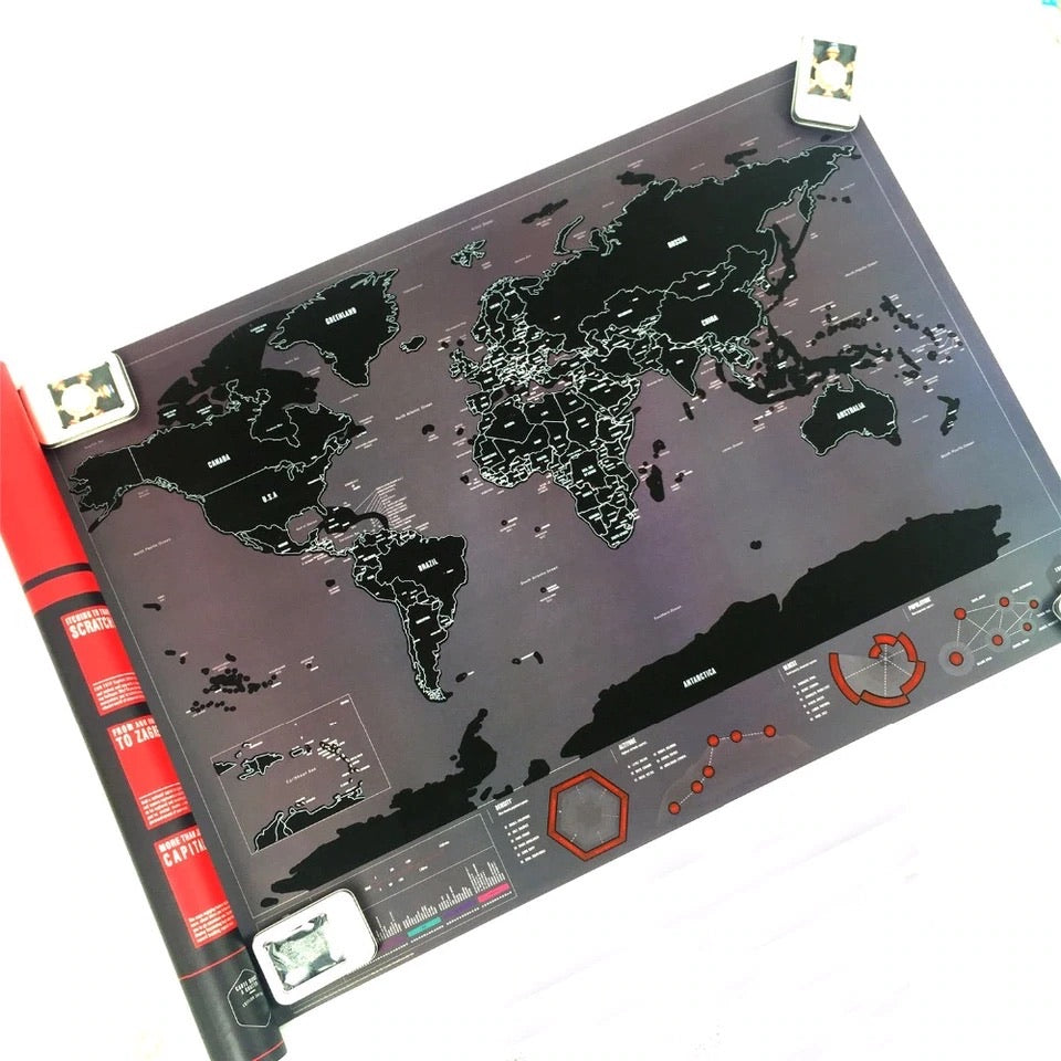 Mapa Raspable Negro y Rojo