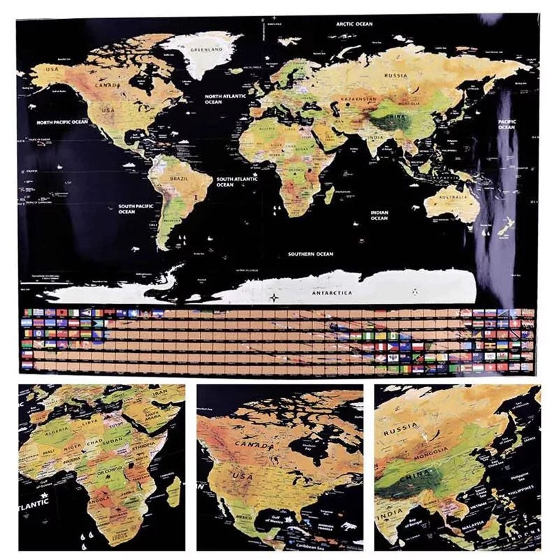 Mapa Raspable Con Banderas Del Mundo