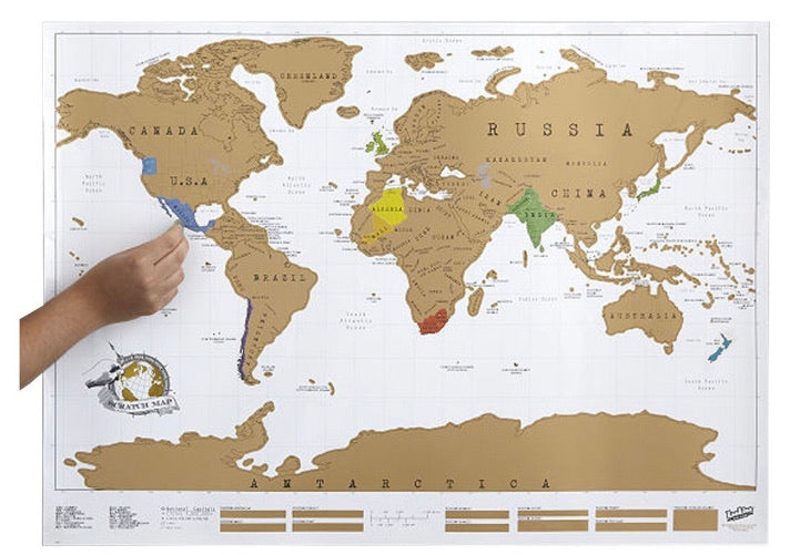 Mapa Mundi Raspable Dorado
