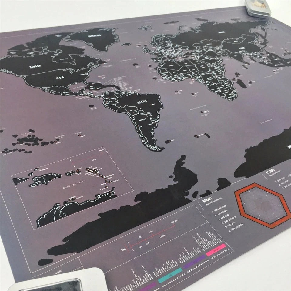 Mapa Raspable Negro y Rojo